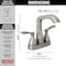 Delta Stryke Two Handle Centerset Bathroom Faucet, 5.94 in, Lumicoat Stainless 25776-SS-PR-MPU-DST - alternate 3