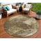 Homeroots 8' Brown And Beige Round Geometric Washable Indoor Outdoor Area Rug 602829 - alternate 1
