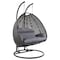 Leisuremod Wicker Hanging 2 person Egg Swing Chair With Outdoor Cover, Charcoal Blue ESC57CBU-C - alternate 1