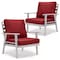 Leisuremod Walbrooke Outdoor Patio White Aluminum Armchairs With Cushions, Red, 2PK WW-31-27R2 - alternate 1