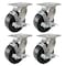 Hyw Products Heavy Duty Caster Set 5in Phenolic Wheels, 4 Swivel with Brake, 4PK 40-50S-A1-PH-TB-4 - alternate 1
