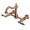 Kingston Brass Two-Handle Wall Mount Bridge Kitchen Faucet, Antique Copper KS126ALAC - alternate 1