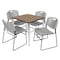 Regency Square Kahlo Breakroom Table W/ 4 Zeng Stack Chairs, 30 in W, 30 in L, Noble Oak TPL3030NOCM44GY - alternate 1