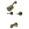 Kingston Brass Double-Handle Tub and Shower Faucet with Knurled Handle, Antique Brass KBX8143KNL - alternate 1