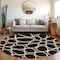 Homeroots 8' Black Ivory And Beige Round Abstract Washable Indoor Outdoor Area Rug 600518 - alternate 6