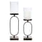 Homeroots Set of Two Antiqued Bronze Geometric Glass And Metal Tabletop Hurricane Candle Holders, 2PK 634838 - alternate 1