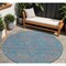 Homeroots 8' Teal Blue And Pink Round Abstract Washable Indoor Outdoor Area Rug 599840 - alternate 1