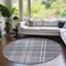 Homeroots 8' Gray Black And Ivory Round Plaid Washable Indoor Outdoor Area Rug 596341 - alternate 8