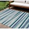 Homeroots 10' X 14' Teal Blue Gray And Ivory Striped Washable Indoor Outdoor Area Rug 597366 - alternate 1
