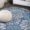 Jonathan Y Zinnia Modern Floral Textured Weave Navy/Aqua 8 ft Round Indoor/Outdoor Area Rug SMB110C-8R - alternate 1