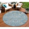 Homeroots 8' Teal Blue And Aqua Round Floral Washable Indoor Outdoor Area Rug 609518 - alternate 1