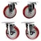 Service Caster 5 Inch Red Polyurethane Wheel Swivel Top Plate Caster Set with 2 Brakes SCC SCC-20S514-PPUB-RED-2-TLB-2 - alternate 1