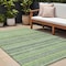 Homeroots 9' X 12' Artichoke Green And Olive Green Striped Washable Indoor Outdoor Area Rug 577791 - alternate 1