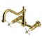 Kingston Brass Two-Handle Wall Mount Bridge Kitchen Faucet, Brushed Brass KS1247PX - alternate 1