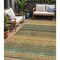 Homeroots 5' X 8' Wheat Brown And Teal Blue Striped Washable Indoor Outdoor Area Rug 614852 - alternate 1