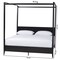 Baxton Studio Primrose Mid-Century Black Fluted Wood King Size Canopy Bed 249-13820-ZORO - alternate 9