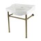 Kingston Brass 30" Ceramic Console Sink with Stainless Steel Legs, 8-Inch, 3-Hole, White/Antique Brass VPB33083ST - alternate 1