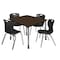 Regency Square Kee Mobile Adjustable Classroom Table W/ 4 Andy Chairs, 48 in W, 48 in L, Neo Walnut TB4848NWAPCGY40BK - alternate 1