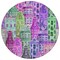 Homeroots 8' Purple Lilac And Green Round Village Houses Washable Indoor Outdoor Area Rug 577873 - alternate 6