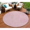 Homeroots 8' Pink And Ivory Round Geometric Washable Indoor Outdoor Area Rug 600770 - alternate 1