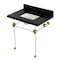 Kingston Brass 30" Black Granite Console Sink with Acrylic Legs, 8-Inch, 3-Hole, Black Granite/Brushed Brass KVPK3030KASQ7 - alternate 1