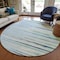 Homeroots 8' Sky Blue Aqua And Gray Round Striped Washable Indoor Outdoor Area Rug 597291 - alternate 6