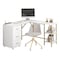 Homeroots 59" Gold Wood and Stainless Steel L Shape Computer Desk With Three Drawers 723752 - alternate 1