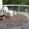 Homeroots 8' Chocolate Beige And Gray Round Floral Washable Indoor Outdoor Area Rug 605421 - alternate 9