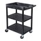 Luxor Tub Top and Flat Middle/Bottom Shelf Cart - Black STC122-B - alternate 3