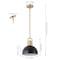 Jonathan Y Zane 9.5 in. 1-Light Modern Farmhouse Industrial Metal Dome LED Pendant, Black/Brass Gold JYL9573A - alternate 8