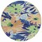 Homeroots 8' Navy Blue And Beige Round Floral Washable Indoor Outdoor Area Rug 610988 - alternate 4