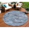 Homeroots 8' Denim Blue And Blue Round Abstract Washable Indoor Outdoor Area Rug 609240 - alternate 1