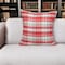 Homeroots 16" Red and White Plaid Cotton Throw Pillow 529173 - alternate 1