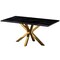 Homeroots 63" Black and Gold Marble and Metal Cross Leg Base Dining Table 602325 - alternate 1