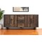 Homeroots 83" Dark Brown Distressed Reclaimed Wood Three Drawer Sideboard with Four Doors 634321 - alternate 1