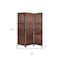 Homeroots 72" Brown Wood Folding Three Panel Screen Room Divider 274880 - alternate 7