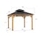 Sunjoy 11 ft. x 11 ft. Black 2-Tier Wooden Frame Hardtop Gazebo with Ceiling Hook A102007390 - alternate 5