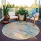 Homeroots 8' Teal Blue Coral And Ivory Round Abstract Washable Indoor Outdoor Area Rug 617586 - alternate 7