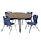 Regency Round Kee Adjustable Classroom Table W/ 4 Andy Stack Chairs, 42 in W, 42 in L, Noble Oak TB42RNDNOAPGY45NV - alternate 1