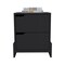 Homeroots 20" Black Wood Two Drawer Nightstand 543694 - alternate 7