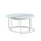 Homeroots Set of Two 31" White And Silver Genuine Marble And Iron Round Nested Coffee Tables 543850 - alternate 1