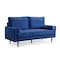 Homeroots 69" Blue Velvet Sofa And Toss Pillows With Dark Brown Legs 543706 - alternate 7