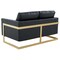 Leisuremod Lincoln Upholstered Leather Loveseat with Gold Frame, Black LA55BL-L - alternate 4