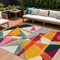 Homeroots 10' X 14' Ivory Orange And Burgundy Geometric Washable Indoor Outdoor Area Rug 616699 - alternate 1