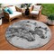 Homeroots 8' Gray And Silver Round Horse Washable Indoor Outdoor Area Rug 618675 - alternate 1