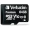 Verbatim 64GB Premium microSDXC Memory Card with Adapter, UHSI V10 U1 Class 10, Black VER44084 - alternate 1