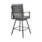 Homeroots 48" Dark Gray Metal Swivel Outdoor Bar Height chair with Footrest 571178 - alternate 9