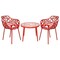 Leisuremod Devon 3-Piece Patio Dining Set, Tempered Glass Top Table & 2 Stackable Arm Chairs, Red DT20CAR2 - alternate 1