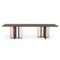 Homeroots 118" Brown And Brass Stainless Steel Double Pedestal Base Dining Table 487879 - alternate 1