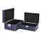 Homeroots Set of Two Navy Blue Wood Fabric And Metal Box With Lid, 2PK 489387 - alternate 1